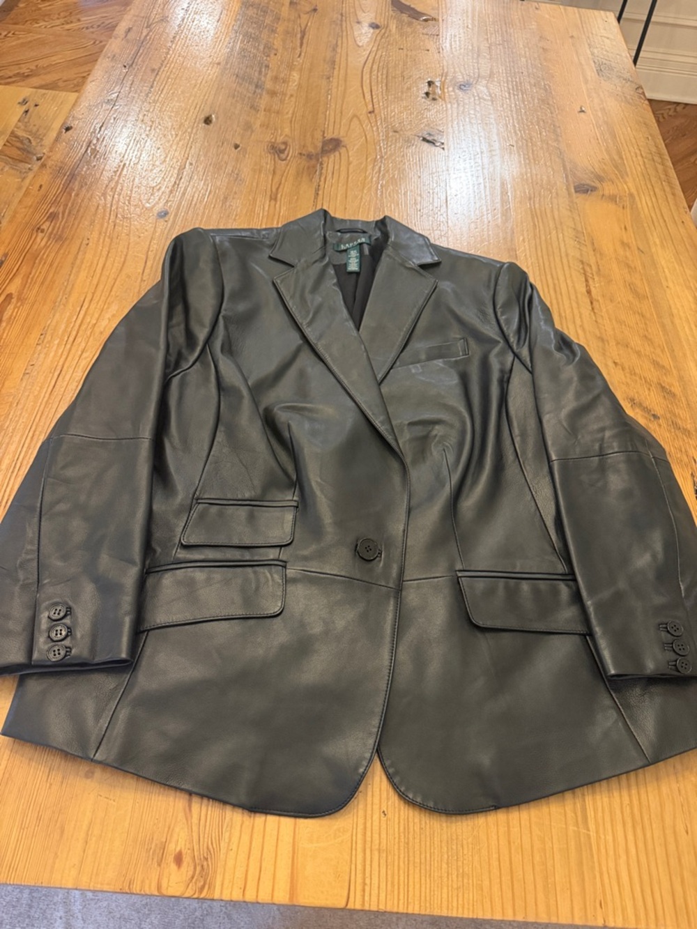 Lauren Ralph Lauren Black Leather Blazer Jacket